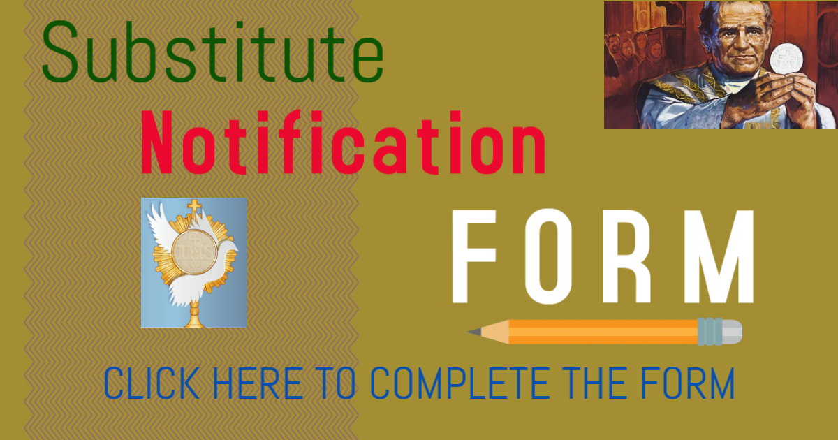 Substitute Alert Substitute Notification Form – Office of Catechesis of Our Lady of ...